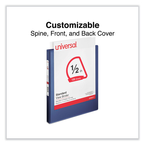 UNV20717 - Universal - Slant D-Ring View Binder, 3 Rings, 0.5&quot; Capacity, 11 x 8.5, Navy Blue