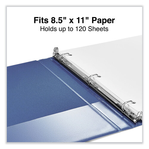 UNV20717 - Universal - Slant D-Ring View Binder, 3 Rings, 0.5&quot; Capacity, 11 x 8.5, Navy Blue