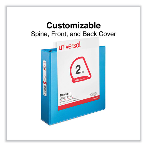 UNV20733 - Universal - Slant D-Ring View Binder, 3 Rings, 2&quot; Capacity, 11 x 8.5, Light Blue