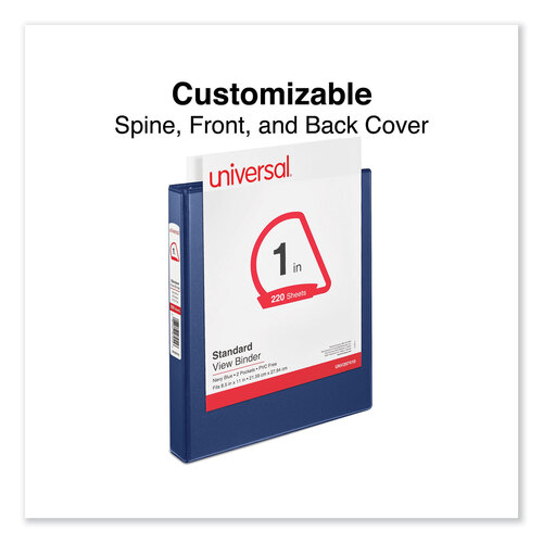 UNV207410 - Universal - Slant D-Ring View Binder, 3 Rings, 1&quot; Capacity, 11 x 8.5, Navy Blue