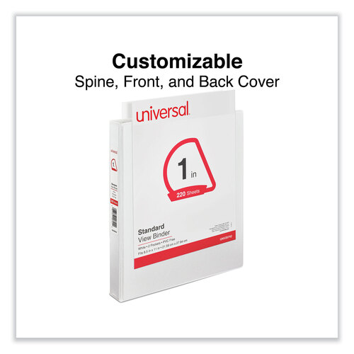 UNV20742PK - Universal - Slant D-Ring View Binder, 3 Rings, 1&quot; Capacity, 11 x 8.5, White, 4/Pack