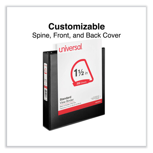 UNV20743 - Universal - Slant D-Ring View Binder, 3 Rings, 1.5&quot; Capacity, 11 x 8.5, Black