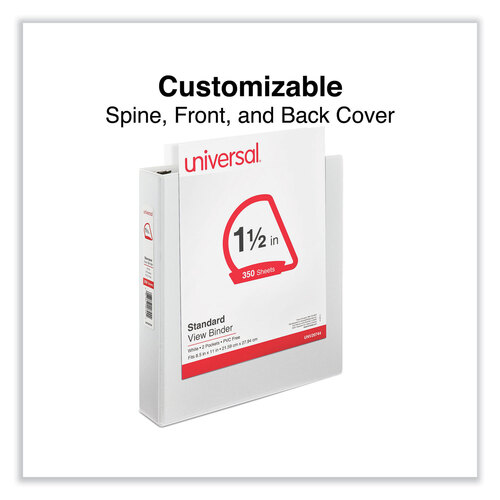 UNV20744 - Universal - Slant D-Ring View Binder, 3 Rings, 1.5&quot; Capacity, 11 x 8.5, White