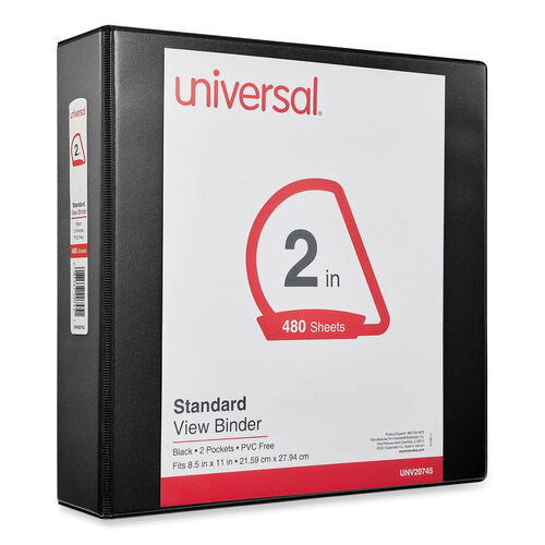 UNV20745 - Universal - Slant D-Ring View Binder, 3 Rings, 2&quot; Capacity, 11 x 8.5, Black