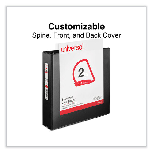 UNV20745 - Universal - Slant D-Ring View Binder, 3 Rings, 2&quot; Capacity, 11 x 8.5, Black