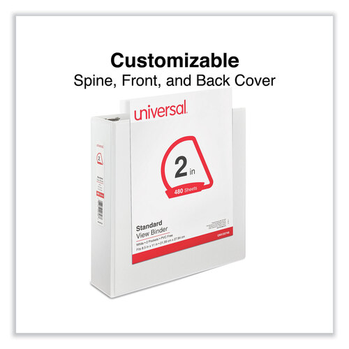 UNV20746 - Universal - Slant D-Ring View Binder, 3 Rings, 2&quot; Capacity, 11 x 8.5, White