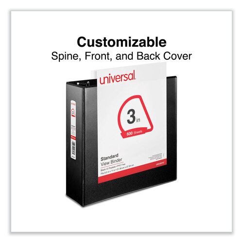 UNV20747 - Universal - Slant D-Ring View Binder, 3 Rings, 3&quot; Capacity, 11 x 8.5, Black