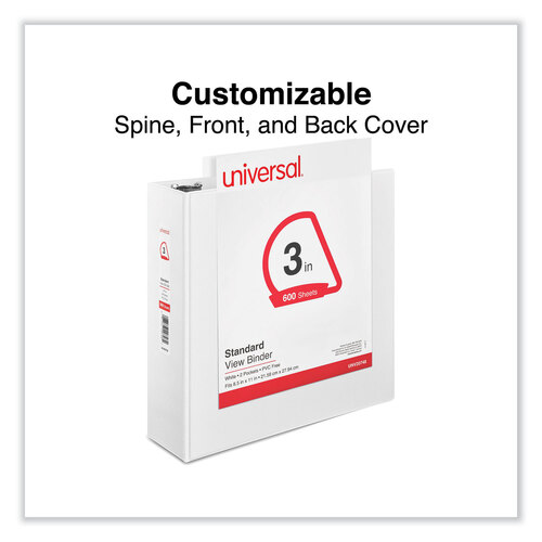 UNV20748 - Universal - Slant D-Ring View Binder, 3 Rings, 3&quot; Capacity, 11 x 8.5, White