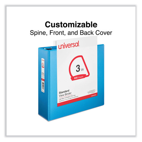 UNV20753 - Universal - Slant D-Ring View Binder, 3 Rings, 3&quot; Capacity, 11 x 8.5, Light Blue
