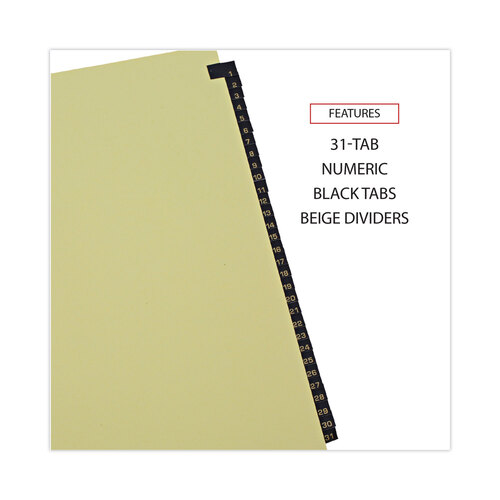 UNV20822 - Universal - Deluxe Preprinted Simulated Leather Tab Dividers with Gold Printing, 31-Tab, 1 to 31, 11 x 8.5, Buff, 1 Set