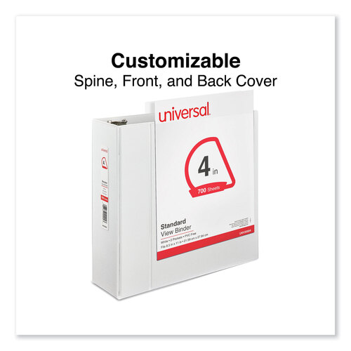 UNV20994 - Universal - Slant D-Ring View Binder, 3 Rings, 4&quot; Capacity, 11 x 8.5, White