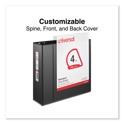UNV20995 - Universal - Slant D-Ring View Binder, 3 Rings, 4&quot; Capacity, 11 x 8.5, Black