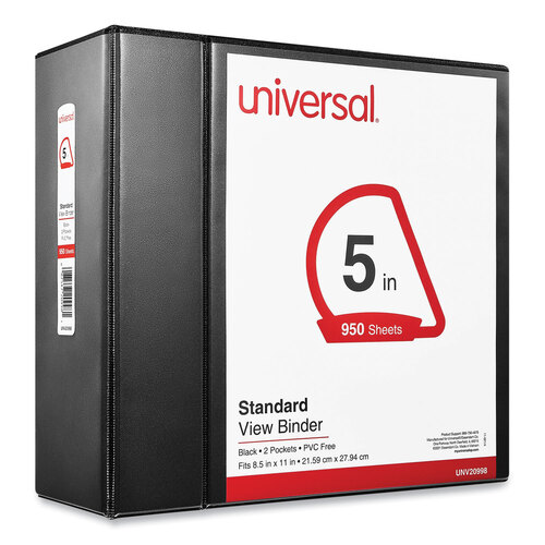 UNV20998 - Universal - Slant D-Ring View Binder, 3 Rings, 5&quot; Capacity, 11 x 8.5, Black