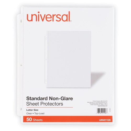 UNV21126 - Universal - Top-Load Poly Sheet Protectors, Std Gauge, Nonglare, Clear, 50/Pack