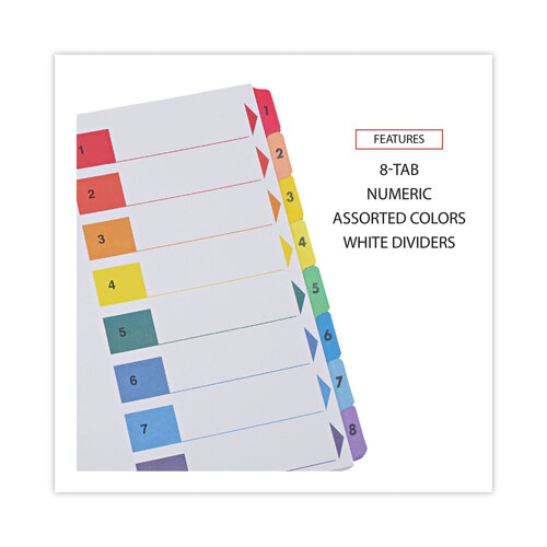 UNV24802 - Universal - Deluxe Table of Contents Dividers for Printers, 8-Tab, 1 to 8; Table Of Contents, 11 x 8.5, White, 6 Sets