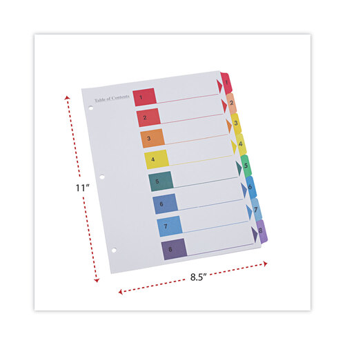 UNV24802 - Universal - Deluxe Table of Contents Dividers for Printers, 8-Tab, 1 to 8; Table Of Contents, 11 x 8.5, White, 6 Sets