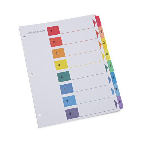 UNV24802 - Universal - Deluxe Table of Contents Dividers for Printers, 8-Tab, 1 to 8; Table Of Contents, 11 x 8.5, White, 6 Sets
