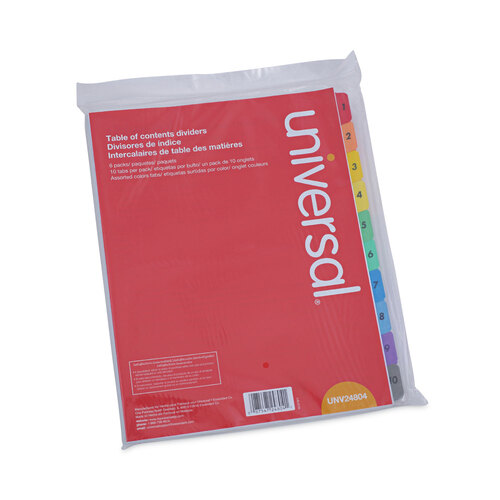 UNV24804 - Universal - Deluxe Table of Contents Dividers for Printers, 10-Tab, 1 to 10; Table Of Contents, 11 x 8.5, White, 6 Sets