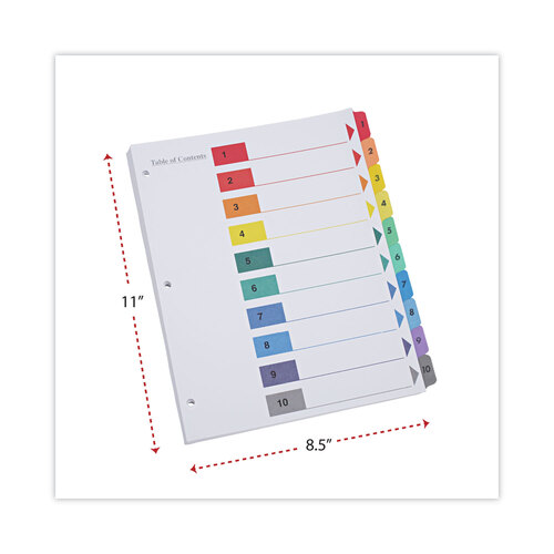 UNV24804 - Universal - Deluxe Table of Contents Dividers for Printers, 10-Tab, 1 to 10; Table Of Contents, 11 x 8.5, White, 6 Sets