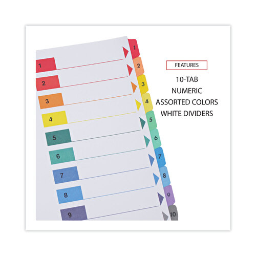 UNV24804 - Universal - Deluxe Table of Contents Dividers for Printers, 10-Tab, 1 to 10; Table Of Contents, 11 x 8.5, White, 6 Sets