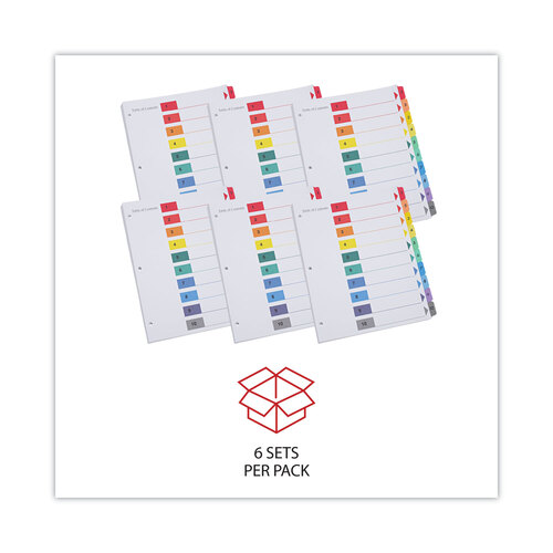 UNV24804 - Universal - Deluxe Table of Contents Dividers for Printers, 10-Tab, 1 to 10; Table Of Contents, 11 x 8.5, White, 6 Sets