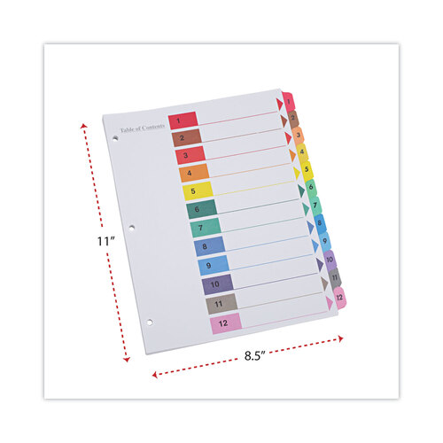 UNV24806 - Universal - Deluxe Table of Contents Dividers for Printers, 12-Tab, 1 to 12; Table Of Contents, 11 x 8.5, White, 6 Sets