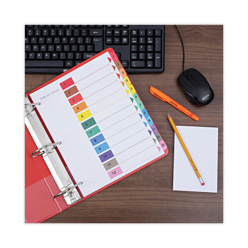 UNV24806 - Universal - Deluxe Table of Contents Dividers for Printers, 12-Tab, 1 to 12; Table Of Contents, 11 x 8.5, White, 6 Sets