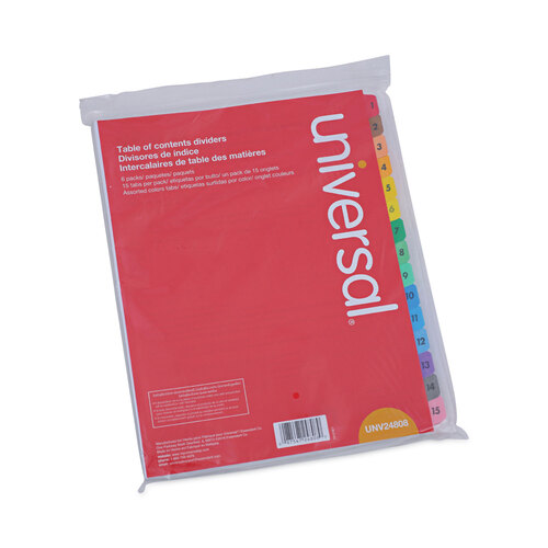 UNV24808 - Universal - Deluxe Table of Contents Dividers for Printers, 15-Tab, 1 to 15; Table Of Contents, 11 x 8.5, White, 6 Sets