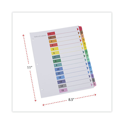 UNV24808 - Universal - Deluxe Table of Contents Dividers for Printers, 15-Tab, 1 to 15; Table Of Contents, 11 x 8.5, White, 6 Sets
