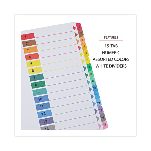 UNV24808 - Universal - Deluxe Table of Contents Dividers for Printers, 15-Tab, 1 to 15; Table Of Contents, 11 x 8.5, White, 6 Sets