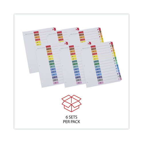 UNV24808 - Universal - Deluxe Table of Contents Dividers for Printers, 15-Tab, 1 to 15; Table Of Contents, 11 x 8.5, White, 6 Sets