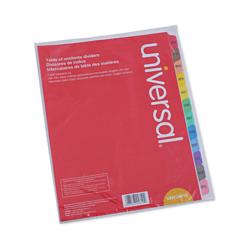 UNV24810 - Universal - Deluxe Table of Contents Dividers for Printers, 12-Tab, Jan. to Dec., 11 x 8.5, White, 1 Set