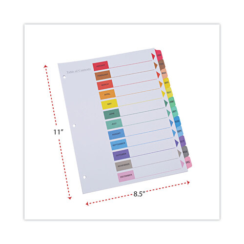 UNV24810 - Universal - Deluxe Table of Contents Dividers for Printers, 12-Tab, Jan. to Dec., 11 x 8.5, White, 1 Set