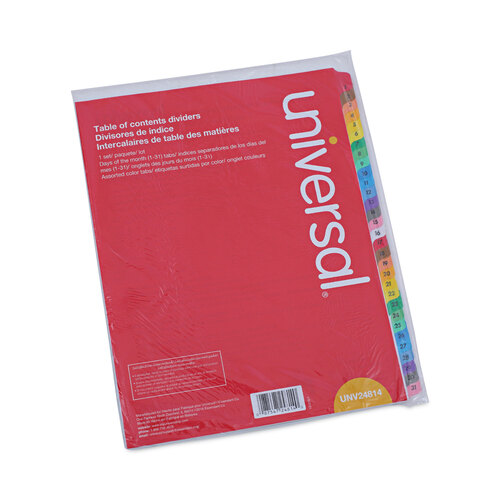 UNV24814 - Universal - Deluxe Table of Contents Dividers for Printers, 31-Tab, 1 to 31, 11 x 8.5, White, 1 Set