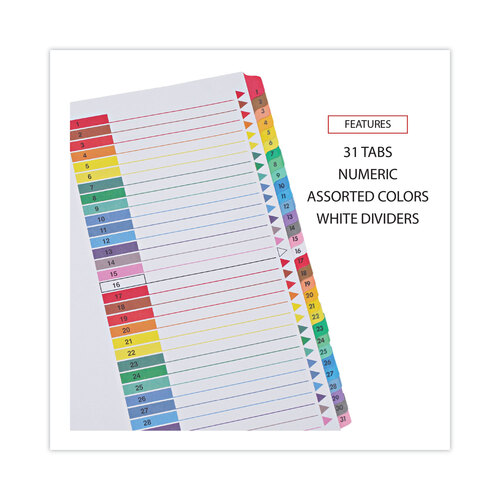 UNV24814 - Universal - Deluxe Table of Contents Dividers for Printers, 31-Tab, 1 to 31, 11 x 8.5, White, 1 Set