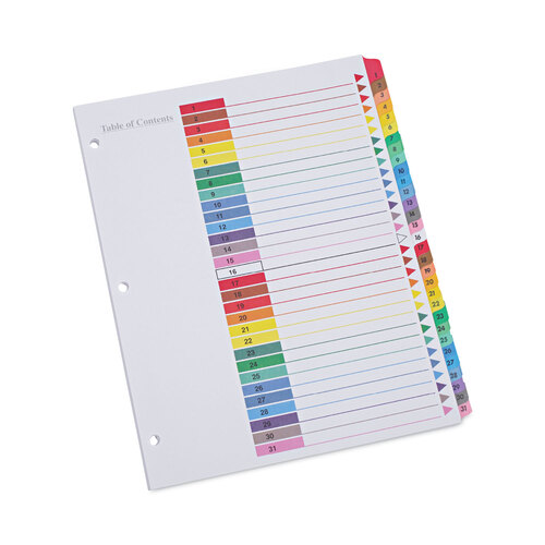 UNV24814 - Universal - Deluxe Table of Contents Dividers for Printers, 31-Tab, 1 to 31, 11 x 8.5, White, 1 Set