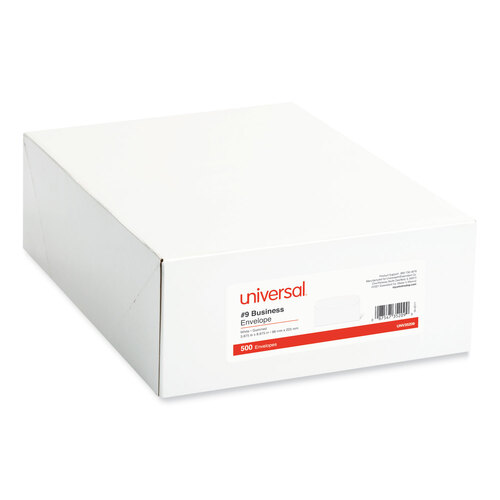 UNV35209 - Universal - Open-Side Business Envelope, #9, Square Flap, Gummed Closure, 3.88 x 8.88, White, 500/Box