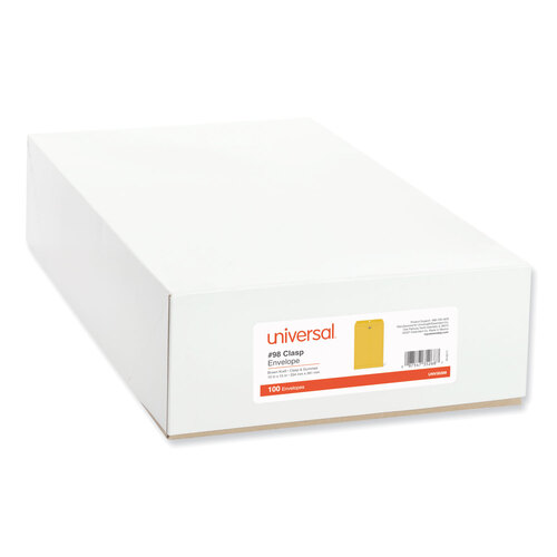 UNV35268 - Universal - Kraft Clasp Envelope, #98, Square Flap, Clasp/Gummed Closure, 10 x 15, Brown Kraft, 100/Box