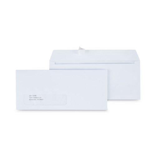 UNV36005 - Universal - Peel Seal Strip Business Envelope, Address Window, #10, Square Flap, Self-Adhesive Closure, 4.13 x 9.5, White, 500/Box