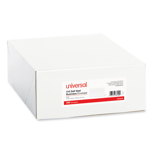 UNV36100 - Universal - Self-Seal Business Envelope, #10, Square Flap, Self-Adhesive Closure, 4.13 x 9.5, White, 500/Box