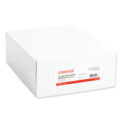 UNV36102 - Universal - Self-Seal Security Tint Business Envelope, Address Window, #10, Square Flap, Self-Adhesive Closure, 4.13 x 9.5, White, 500/BX