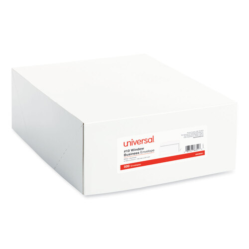 UNV36321 - Universal - Open-Side Business Envelope, 1 Window, #10, Square Flap, Gummed Closure, 4.13 x 9.5, White, 500/Box