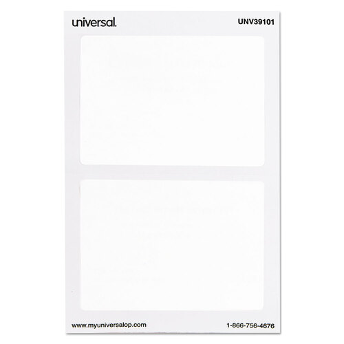 UNV39101 - Universal - Plain Self-Adhesive Name Badges, 3 1/2 x 2 1/4, White, 100/Pack
