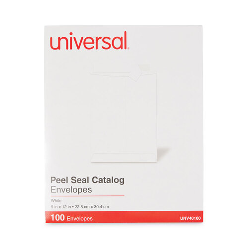 UNV40100 - Universal - Peel Seal Strip Catalog Envelope, #10 1/2, Square Flap, Self-Adhesive Closure, 9 x 12, White, 100/Box