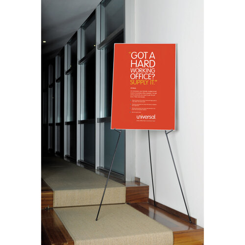 UNV43029 - Universal - Instant Setup Foldaway Easel, Adjusts 15&quot; to 61&quot; High, Steel, Black