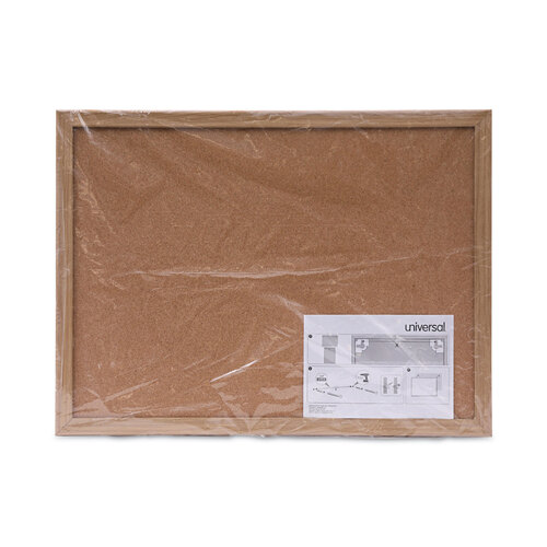 UNV43602 - Universal - Cork Board with Oak Style Frame, 24 x 18, Natural Surface