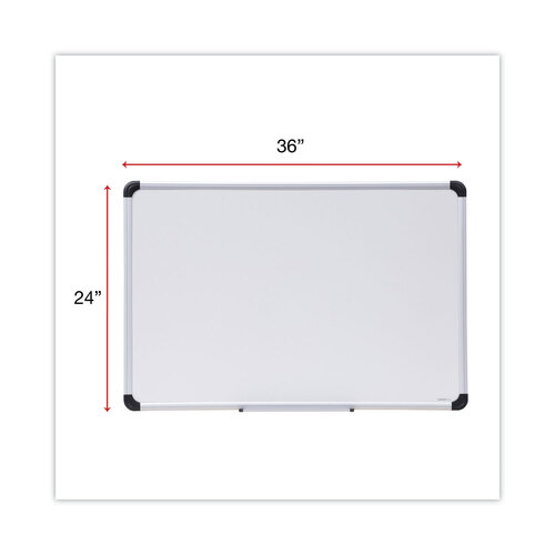 Deluxe Porcelain Magnetic Dry Erase Board, 36 x 24, White Surface, Silver/Black Aluminum Frame Deluxe Porcelain Magnetic Dry Erase Board, 36 x 24, White Surface, Silver/Black Aluminum Frame