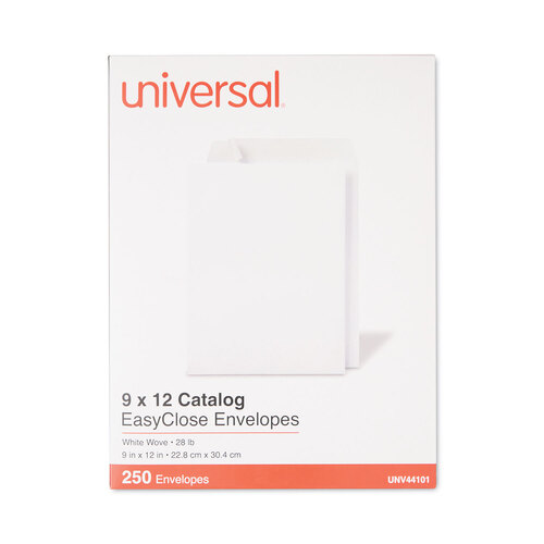 UNV44101 - Universal - EasyClose Catalog Envelope, #10 1/2, Square Flap, Self-Adhesive Closure, 9 x 12, White, 250/Box