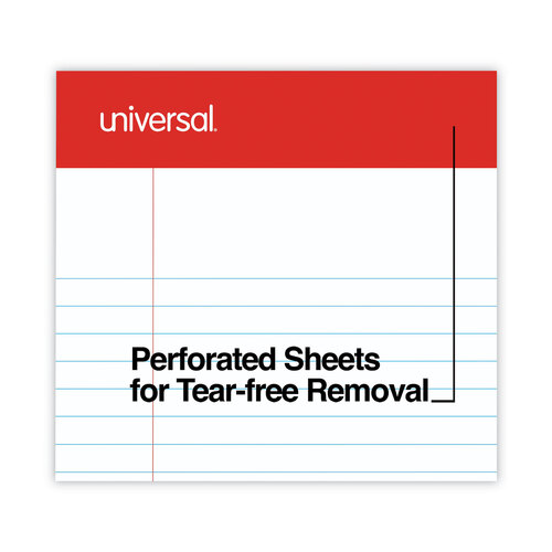 UNV46300 - Universal - Perforated Ruled Writing Pads, Narrow Rule, Red Headband, 50 White 5 x 8 Sheets, Dozen