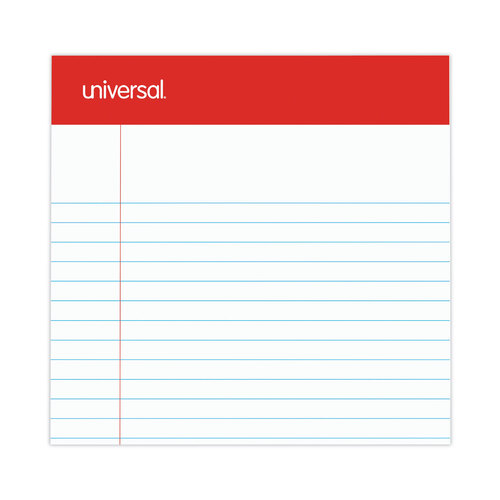 UNV46300 - Universal - Perforated Ruled Writing Pads, Narrow Rule, Red Headband, 50 White 5 x 8 Sheets, Dozen